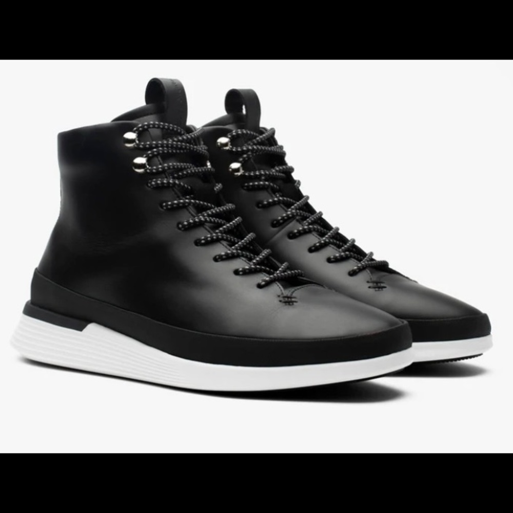 NWT - Wolf & Shepherd - Black Leather High Tops - Size 12.5